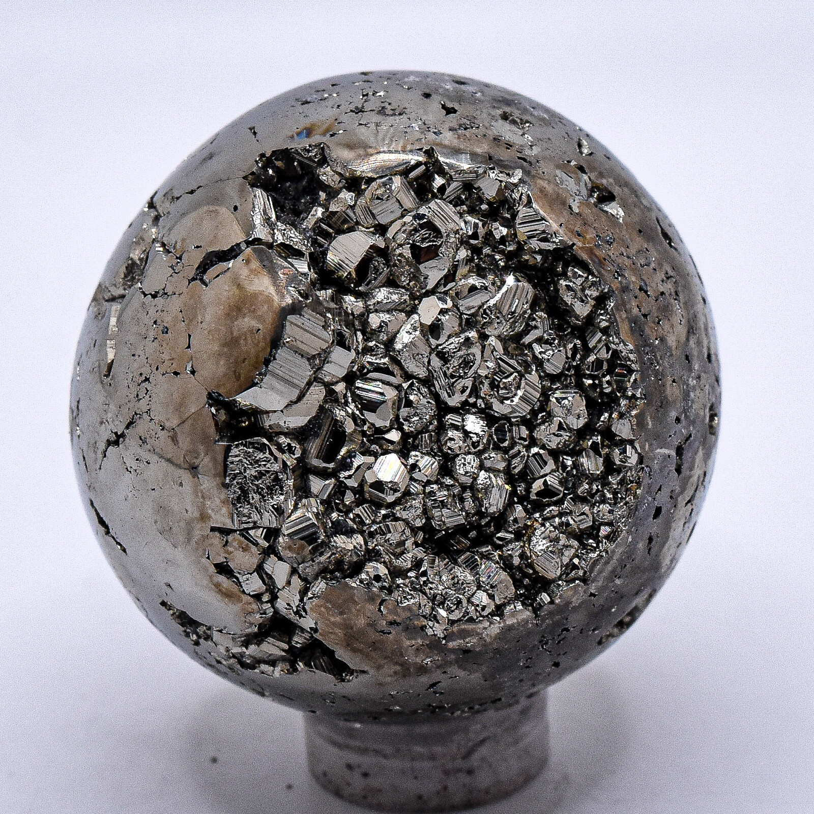 41mm Golden Pyrite Sphere Sparkling Natural Crystal Druzy Mineral Stone – Peru