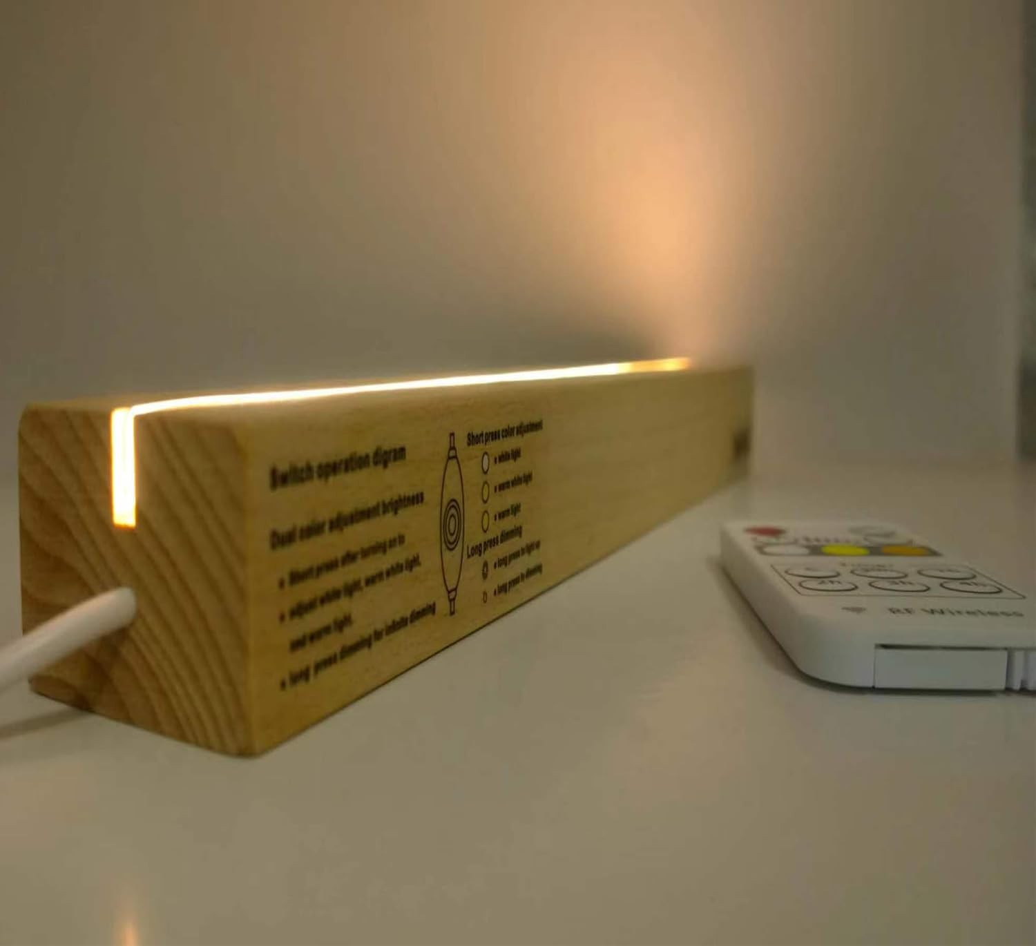 1 Pcs LED Light Display Pedestal Wooden Rectangle LED Lighted Base Stand 11.81 I