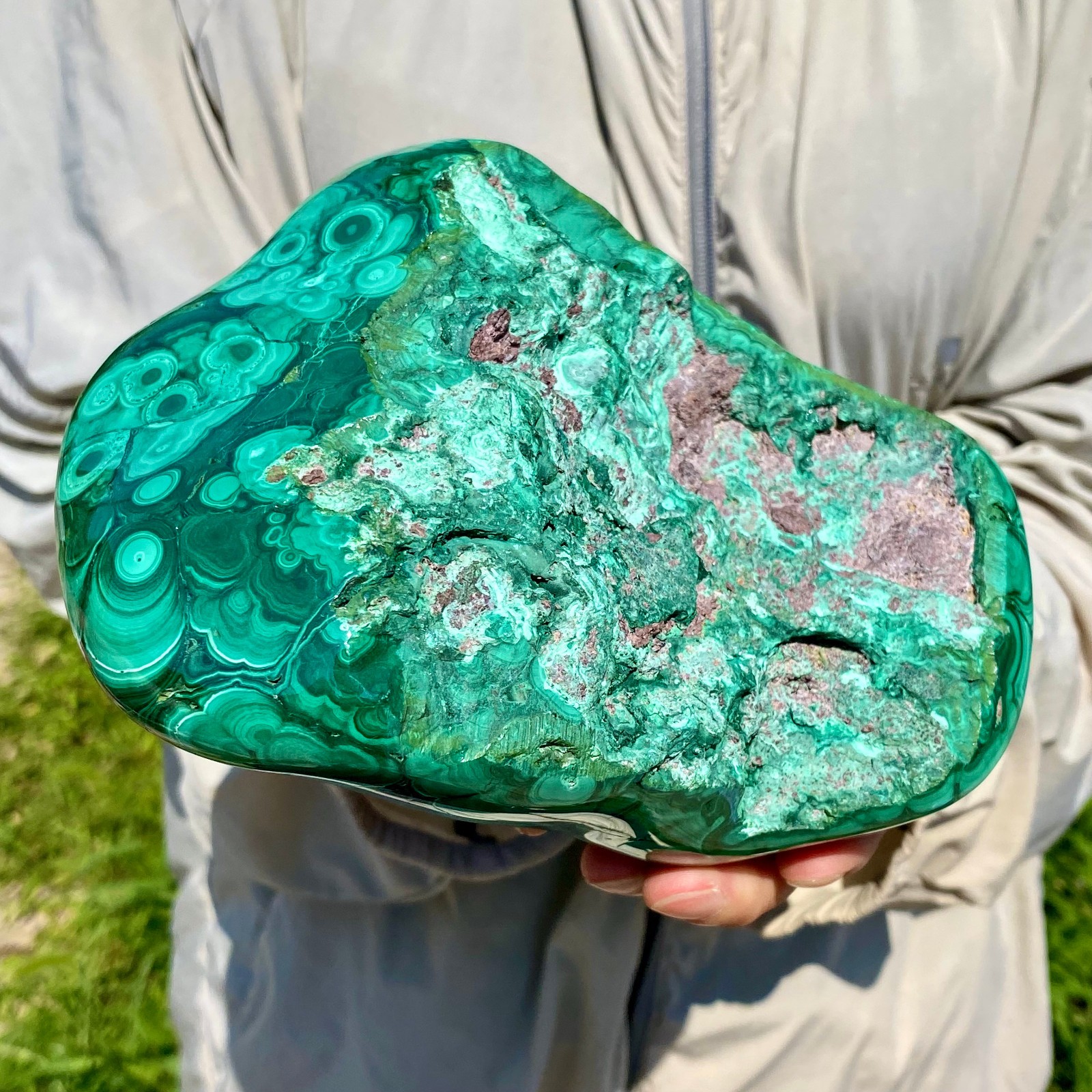6.28LB Natural glossy Malachite transparent cluster rough mineral sample