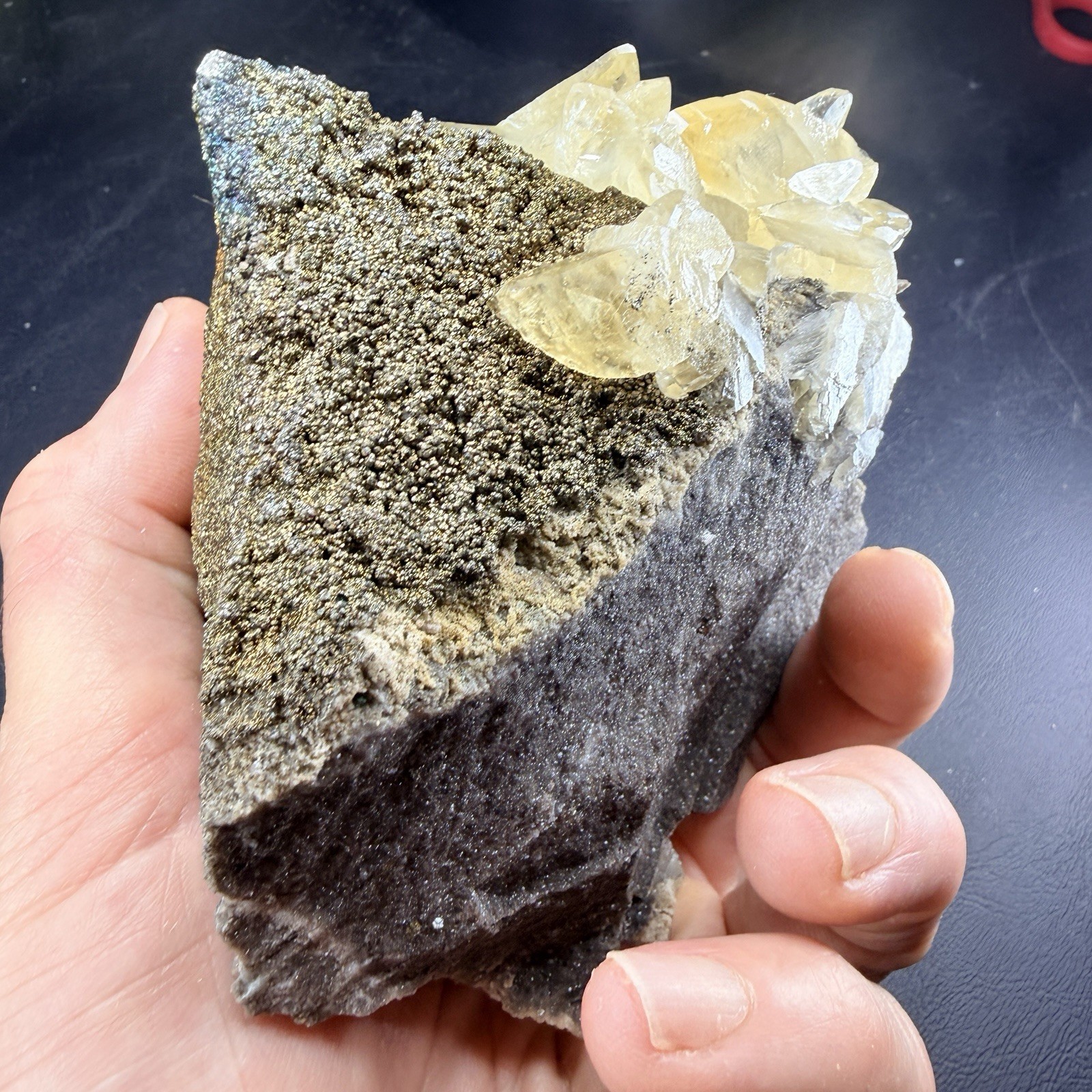 Calcite Crystals Iridescent Chalcopyrite on Matrix / Missouri *Video