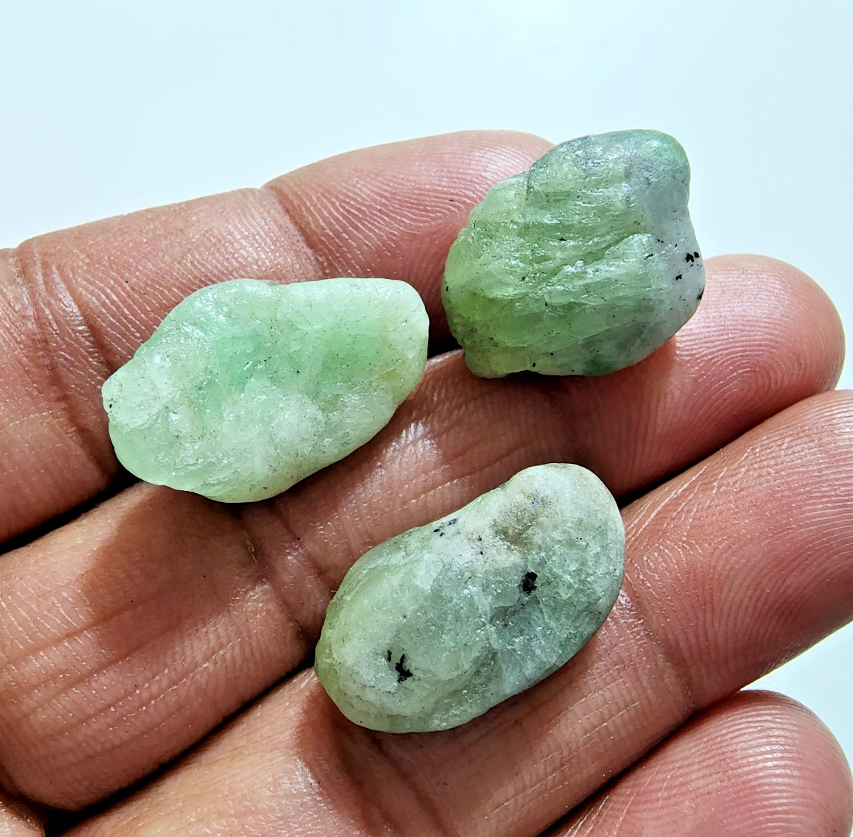 3 Pcs Top Tsavorite Garnet Rough 23-18mm Green Untreated Crystal Jewelry Making