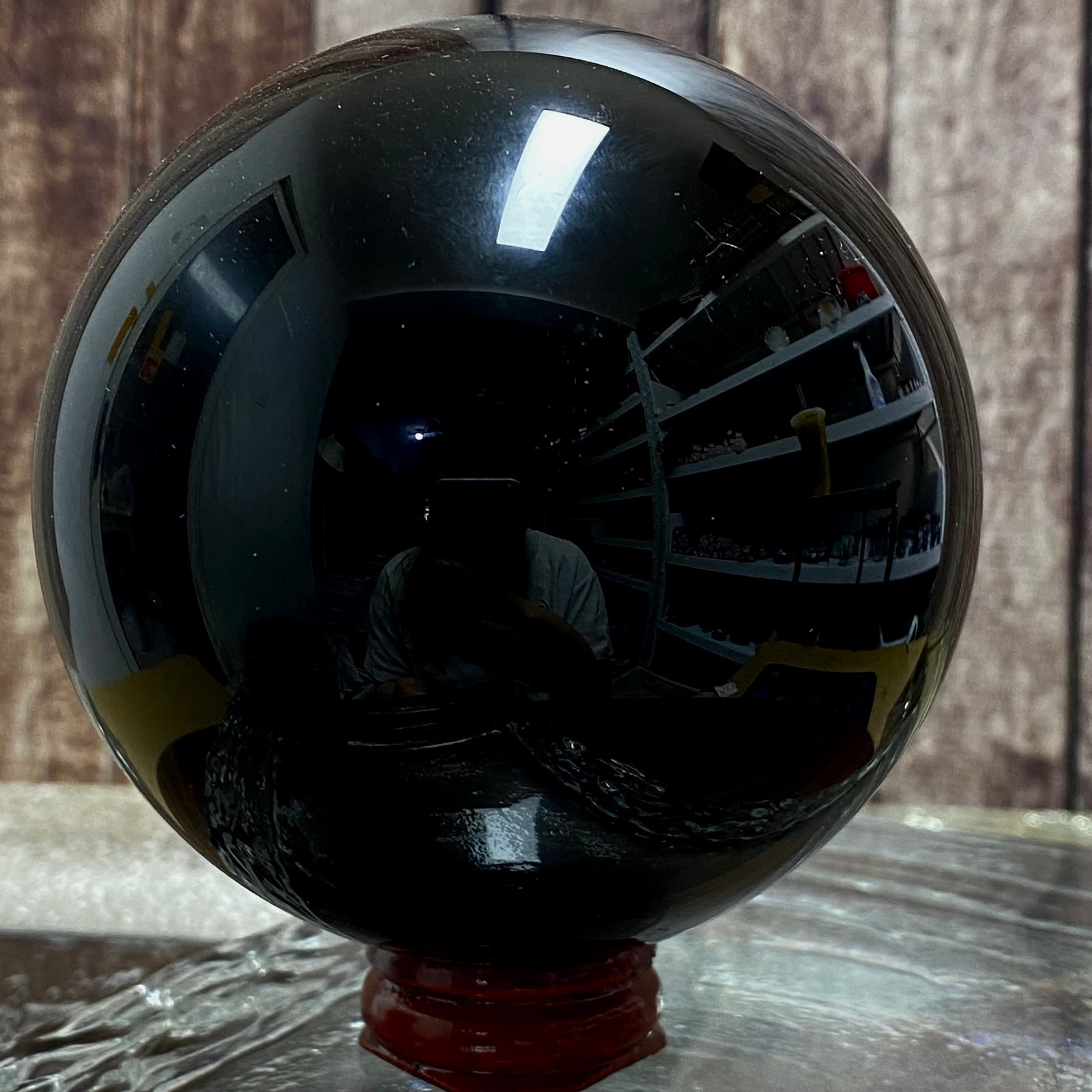 Natural Obsidian Crystal Ball – Polished Black Sphere for Home Decor 935 g