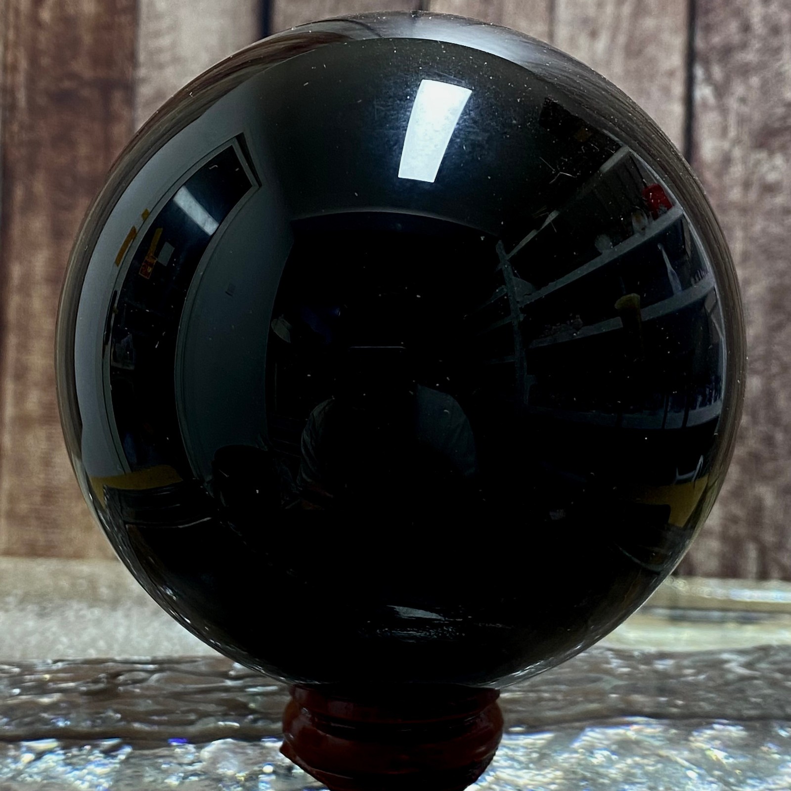 Natural Obsidian Crystal Ball – Polished Black Sphere for Home Decor 935 g
