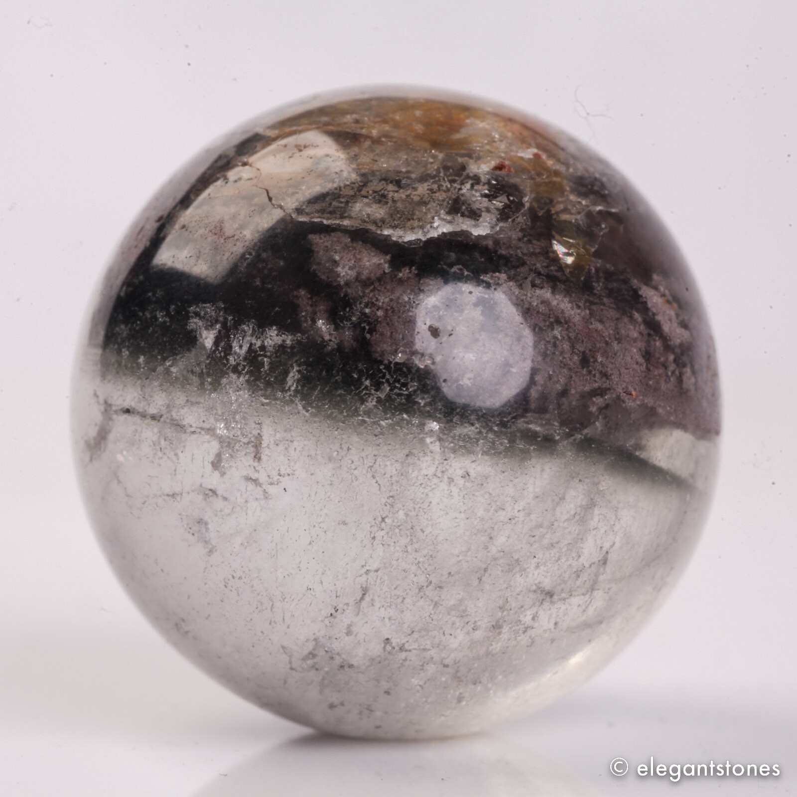 50g33mm Natural Garden/Phantom/Ghost/Lodolite Quartz Crystal Sphere Healing Ball