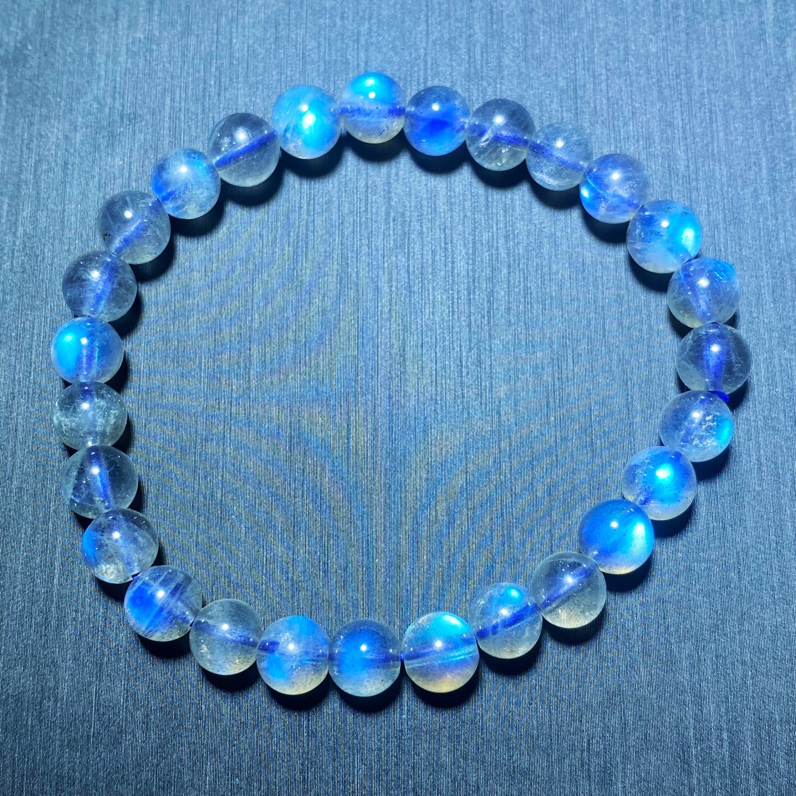 7mm Genuine Natural Labradorite Strong Blue Light Beads Bracelet AAA2440