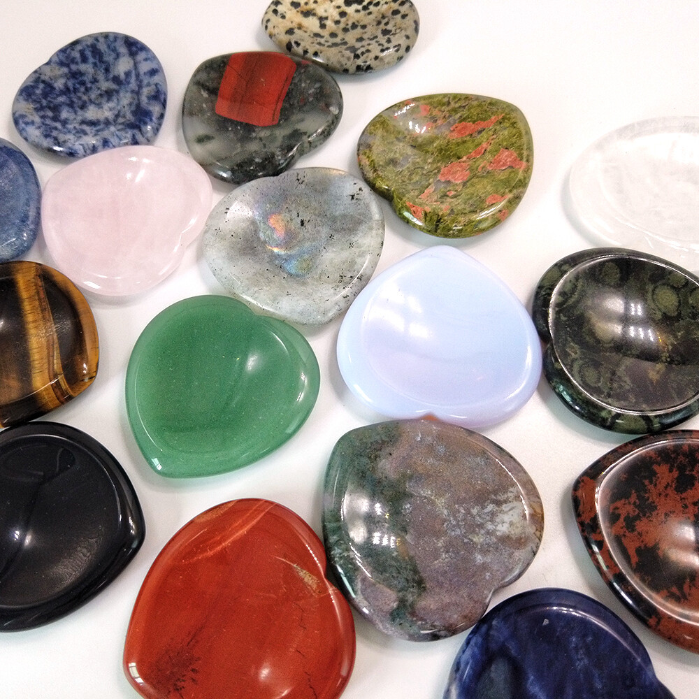 Heart Thumb Worry Stone Pocket Palm Healing Crystal Chakra Reiki Meditation