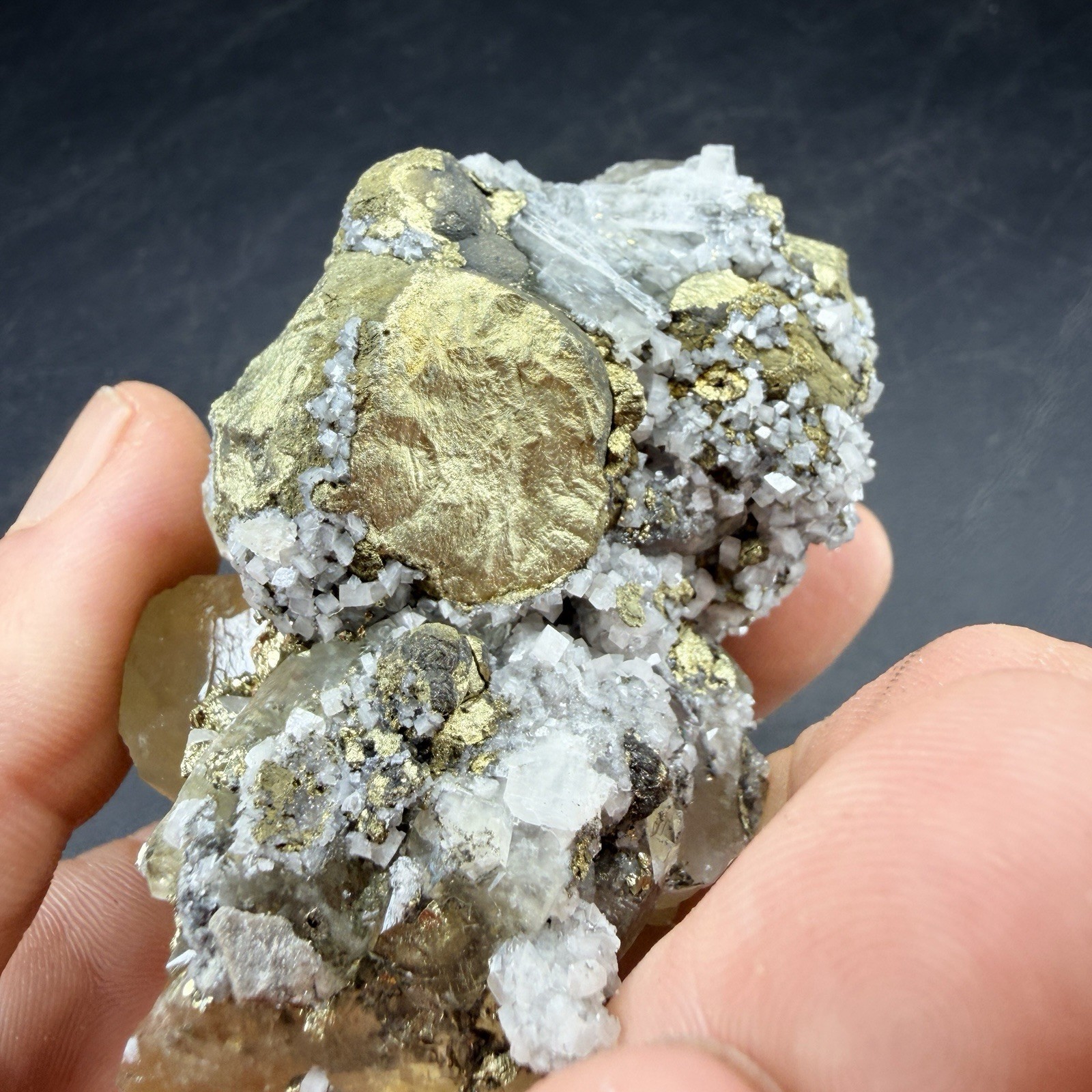 Golden Calcite Chalcopyrite Dolomite Crystal Combo / Sweetwater Mine *Video*