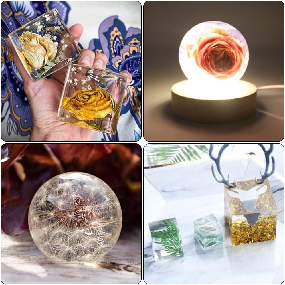 6 Pcs Sphere & Cube Resin Molds – Clear Silicone Epoxy Resin Molds for DIY Seam