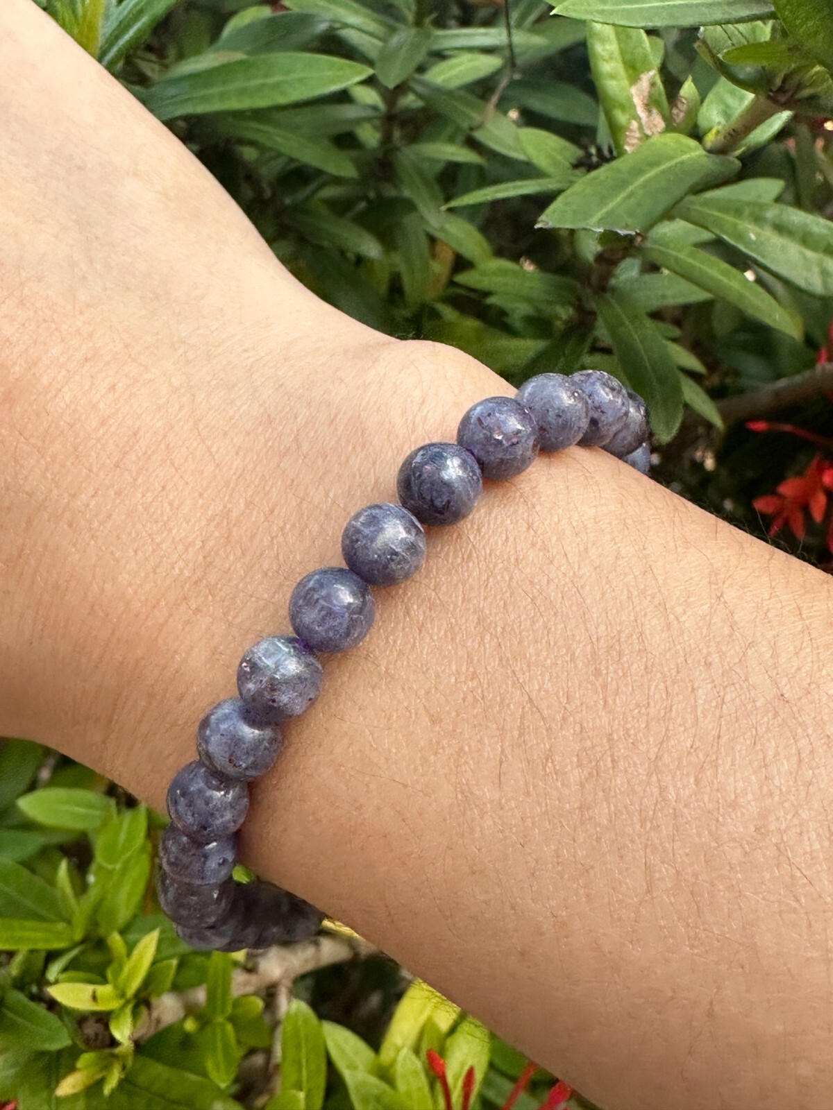 Grade A++ Iolite Crystal Bead Bracelet 5-9mm, Genuine Iolite Gemstone Bracelet