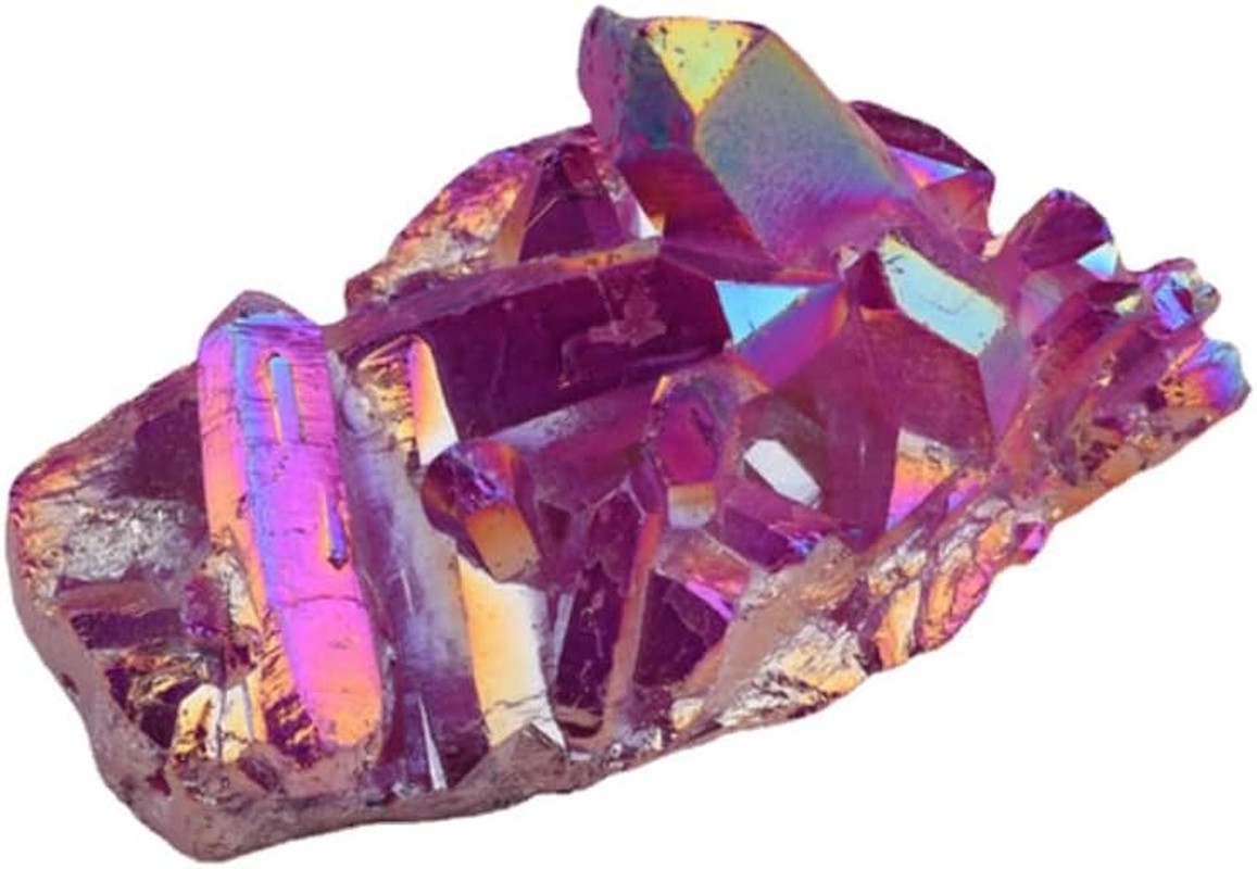 100G Large Natural Rainbow Aura Titanium Quartz Crystal Cluster Rock Healing Irr