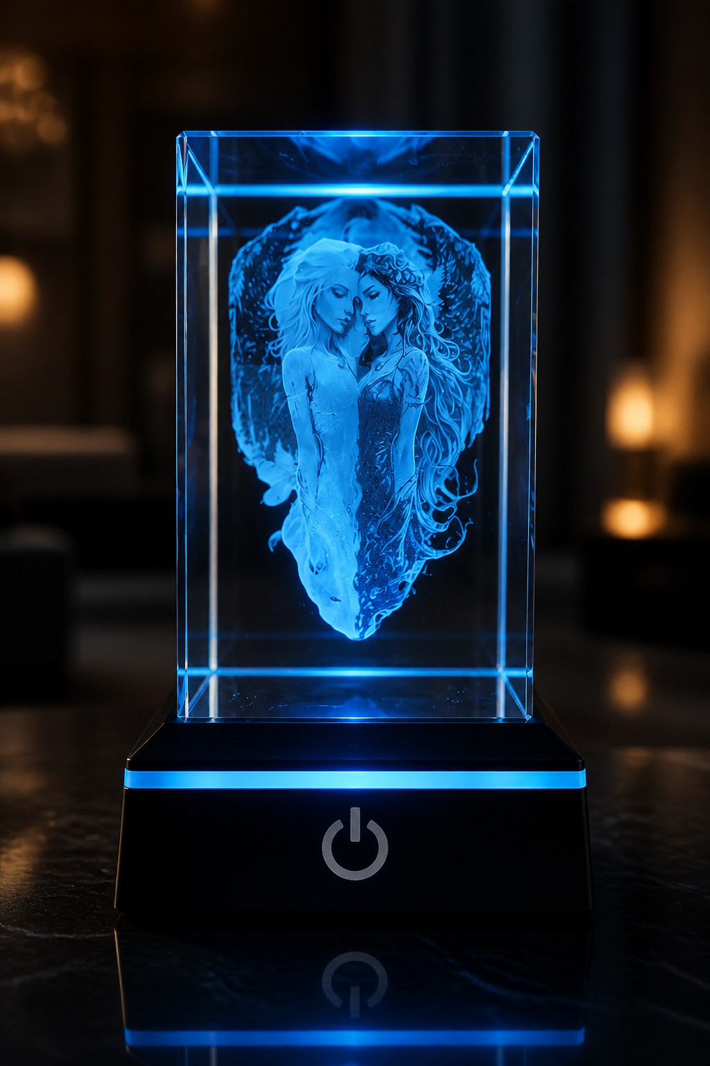3D engraved Cross Crystal w/LED base FREE SHIP