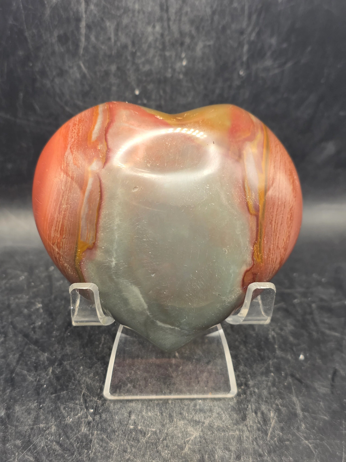 Polychrome jasper heart! 10 ounces, 3.2 inches wide, 3″ tall