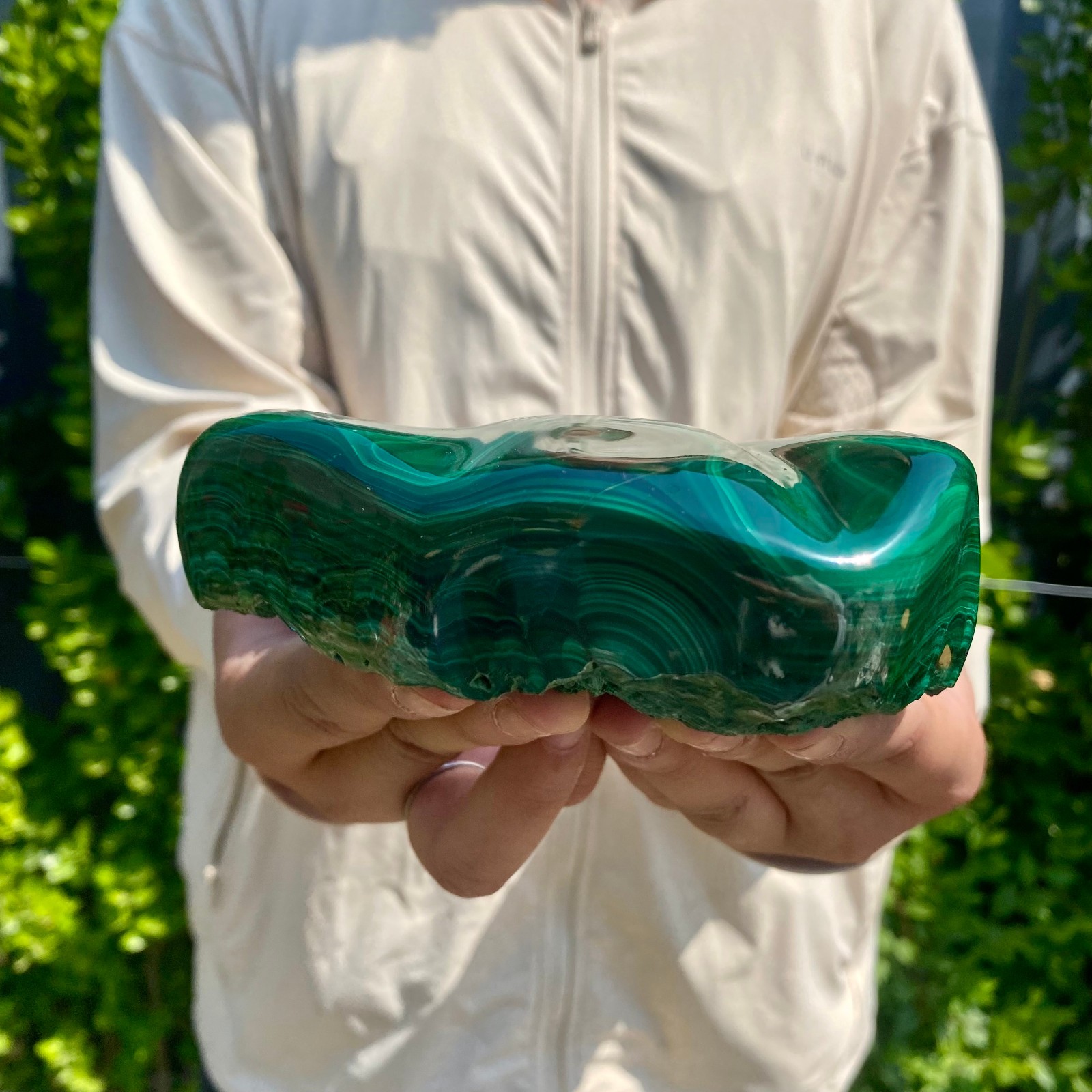 2.35LB Natural glossy Malachite transparent cluster rough mineral sample