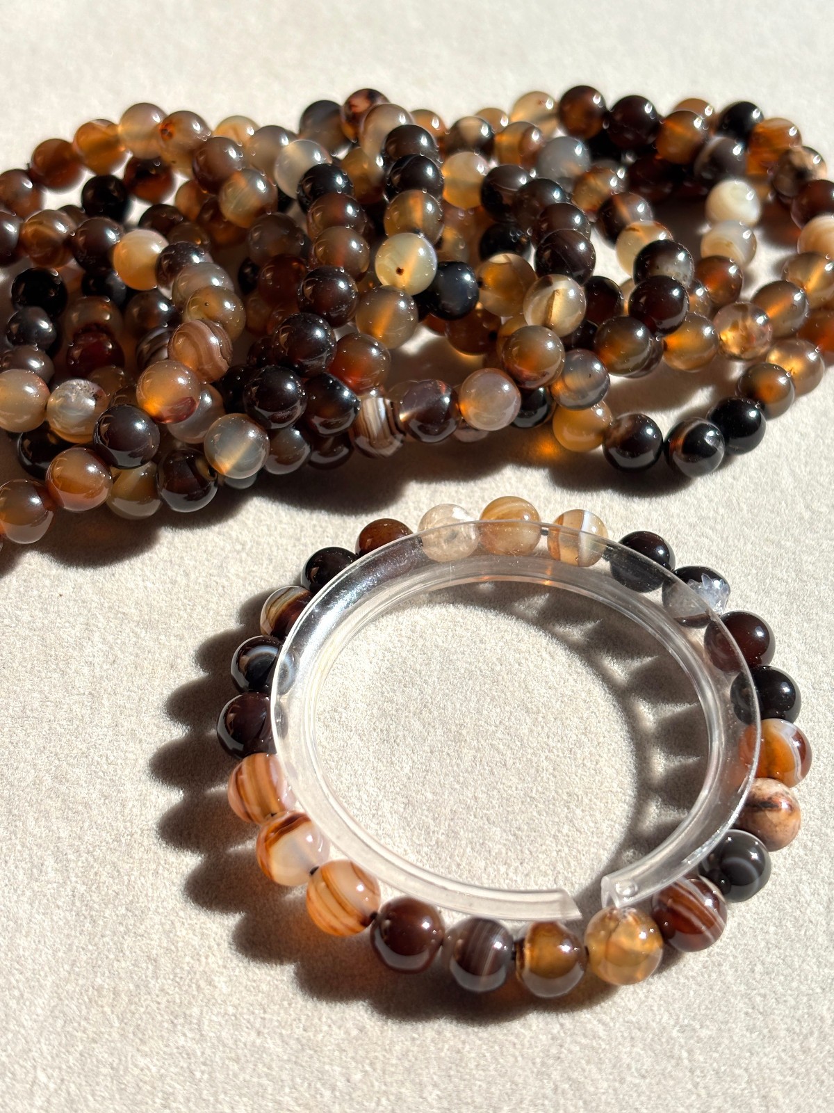 10pcs Botswana Agate Bracelet 8mm Beaded Healing Reiki Stretchy Bracelet