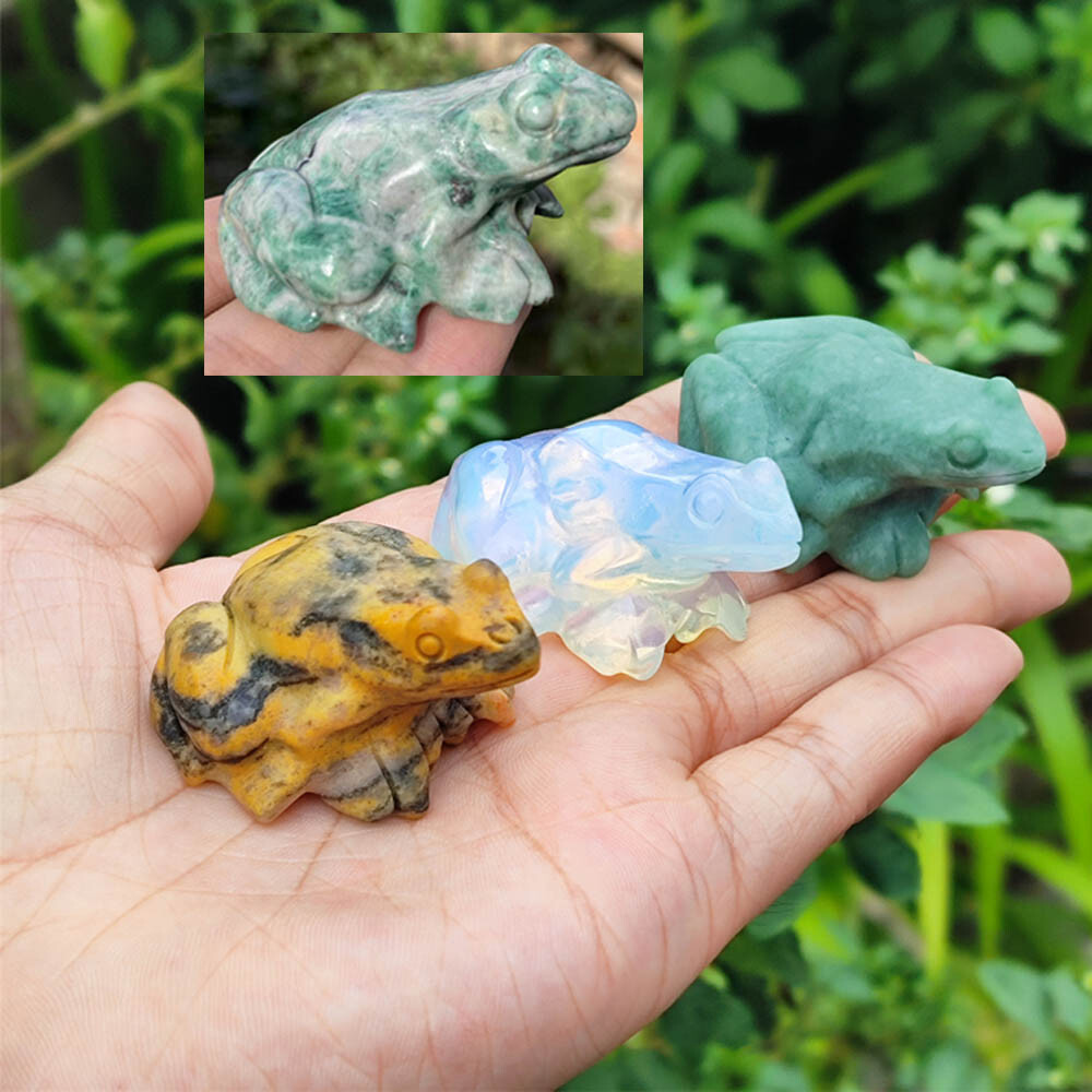 1PC Natural Crystal Quartz Hand Carved Exquisite Frog Crystal Reiki Healing 50g