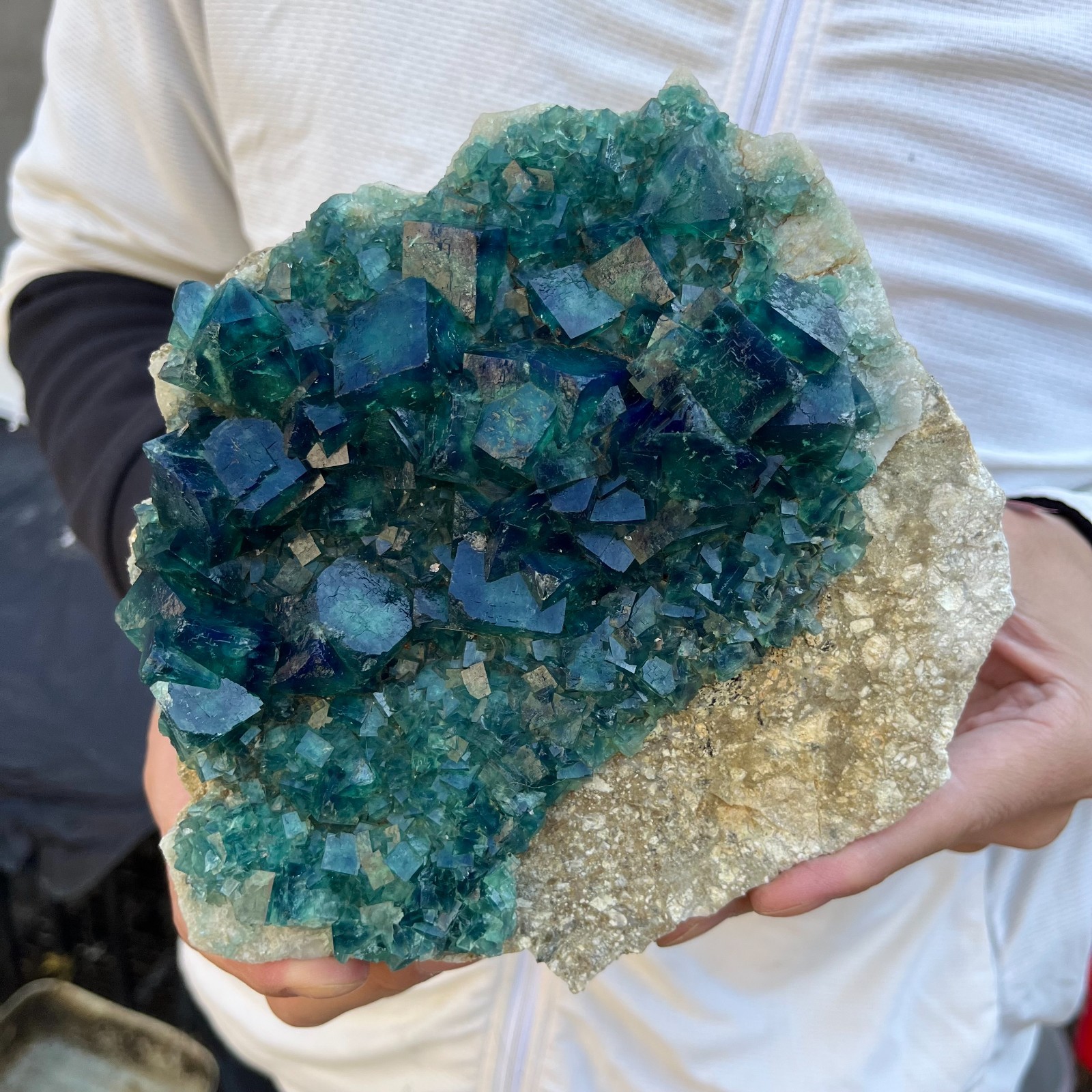3.9lb Natural cubic green fluorite crystal cluster rough mineral specimen