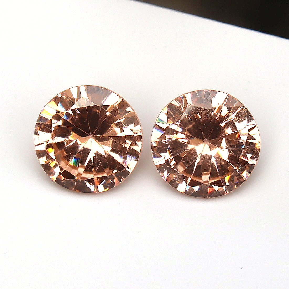CERTIFIED 2 Pcs A+ Natural Peach Color Zircon Loose Gemstones Round Cut 8.60 Ct