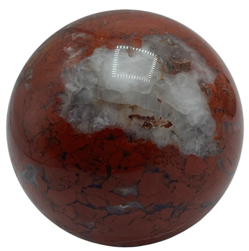 Red Jasper Sphere Polished White Crystal Orb Healing Smooth Round Stone 425g