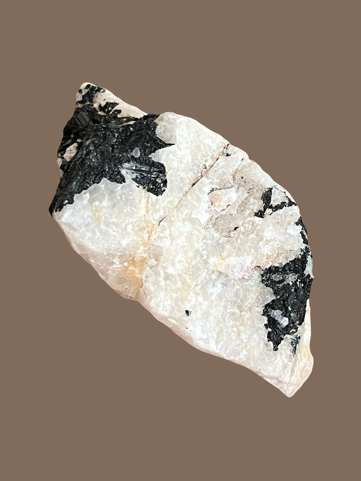 Black Tourmaline And Quartz Specimen.Crystals Gemstones Rocks Minerals