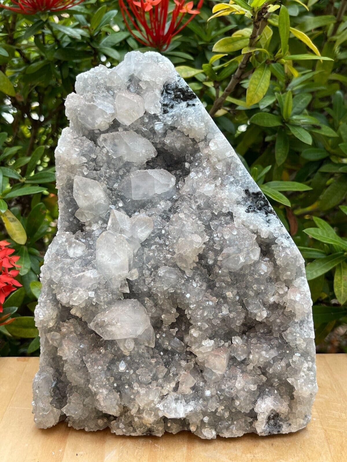 GAF TREASURES Apophyllite Cluster Geode Free Standing | Natural 4-5 lb, White