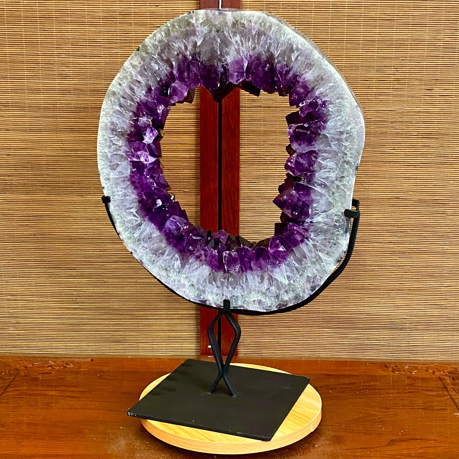 28.4LB Natural Amethyst Cave Crystal Slice Crescent shaped Hand Cut Repai