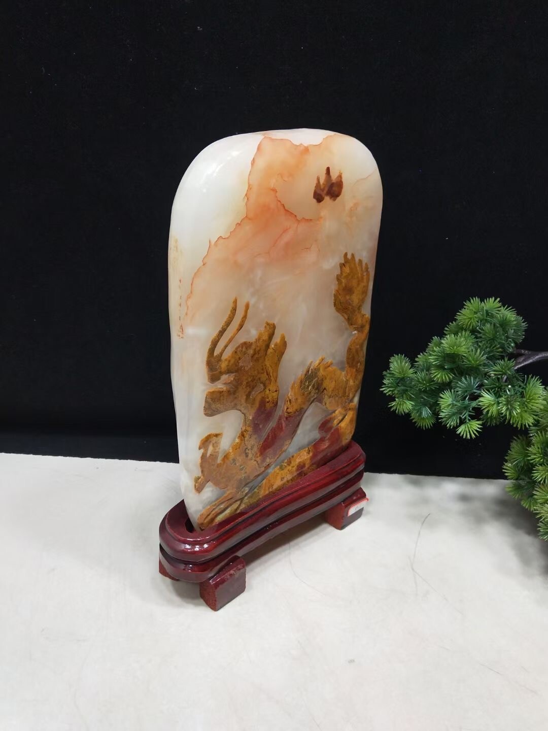 8.91LB TOP Natural Afghan jade quartz carved crystal Mineral specimen+stand