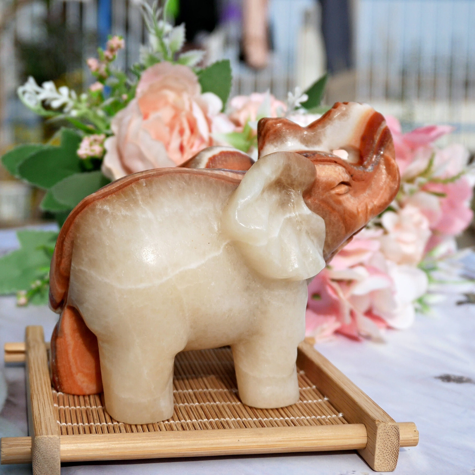 5″ Afghan Jade Elephant Statue Natural Stone Carving Luck Prosperity Feng Shui
