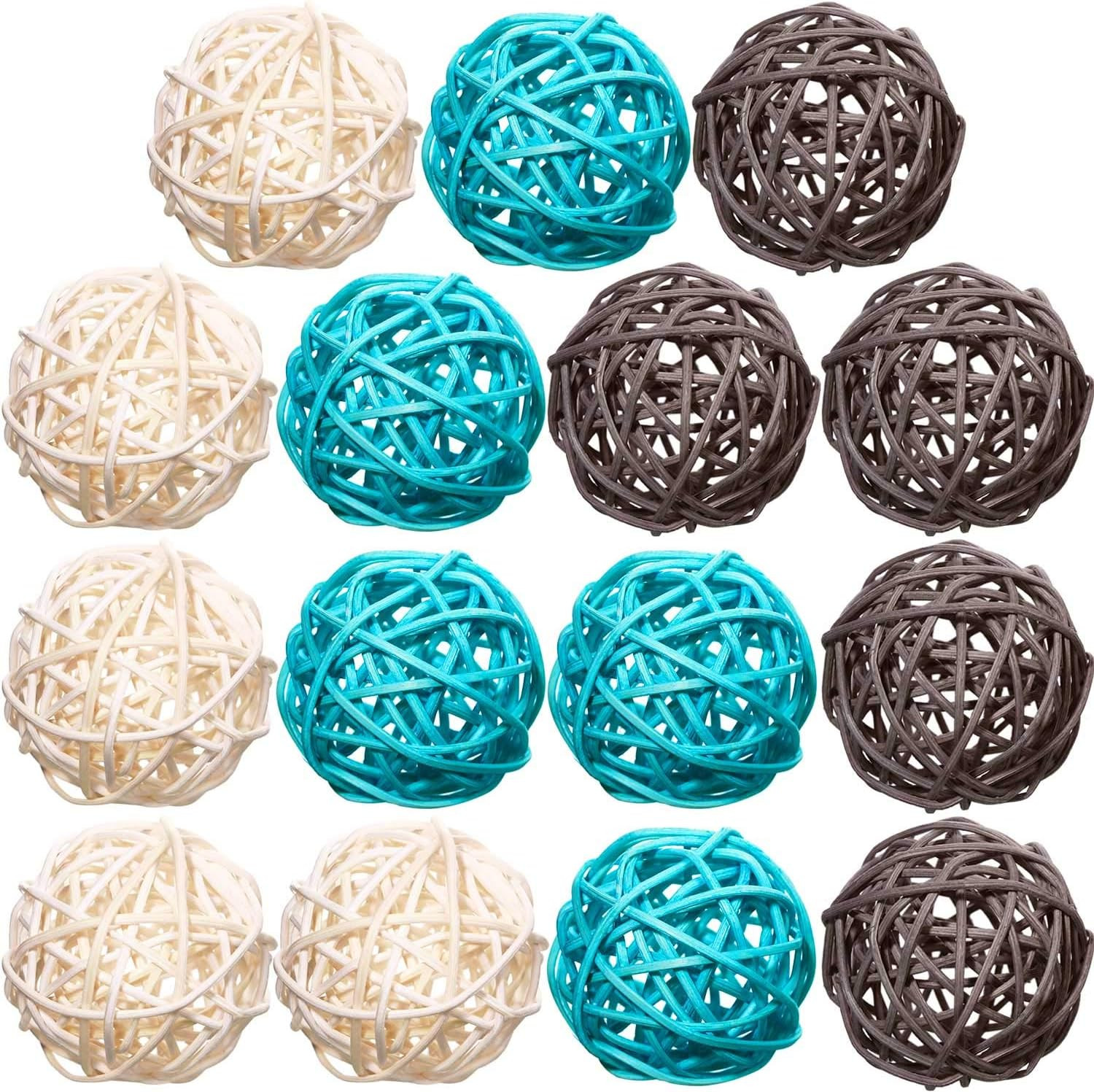 15 Pieces Wicker Rattan Balls Decorative Orbs Vase Fillers for Craft, Party, Wed