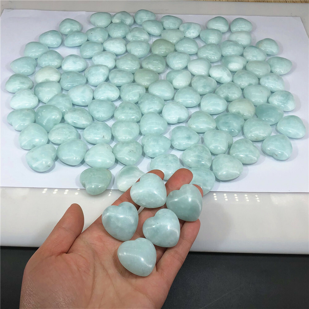 30mm Blue Aquamarine Puffy Heart Natural Beryl Gemstone Crystal – Brazil (1PC)