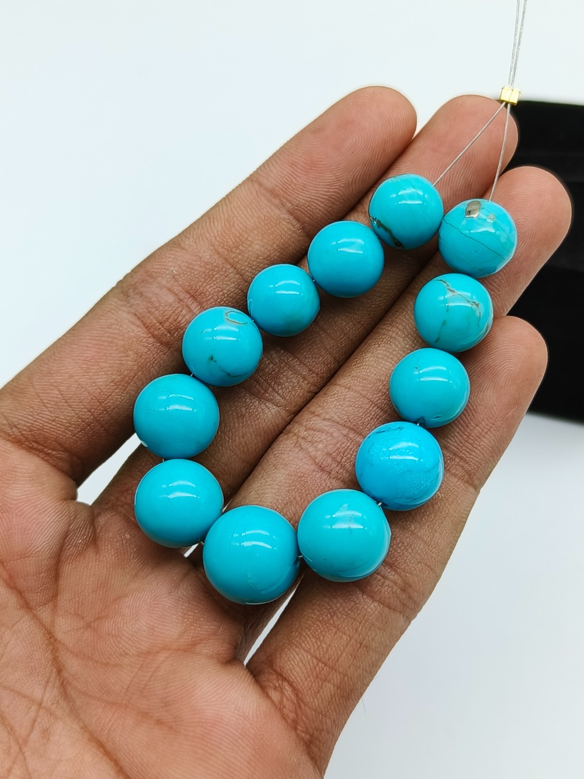 Natural Turquoise Round Shape Smooth Beads For Jewelry Making Gemstone Beads