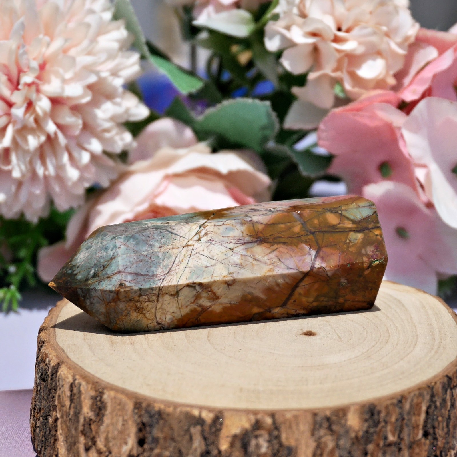 Red Creek Jasper Obelisk Crystal Point 7cm Abstract Art Stone Wand Desk Decor 1P