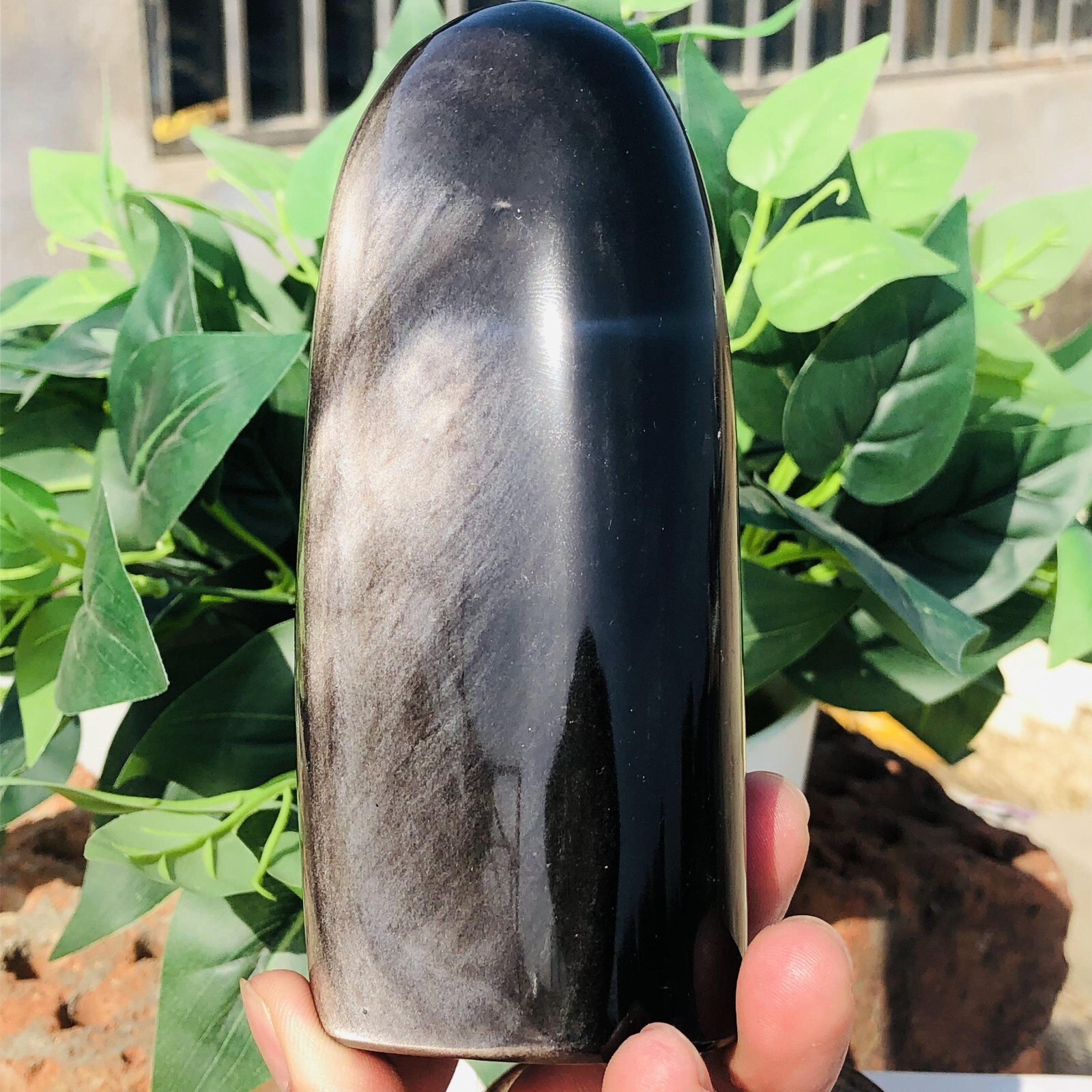 1.8lb Natural Standing Silver Obsidian Quartz Crystal Witch Mineral Meditation