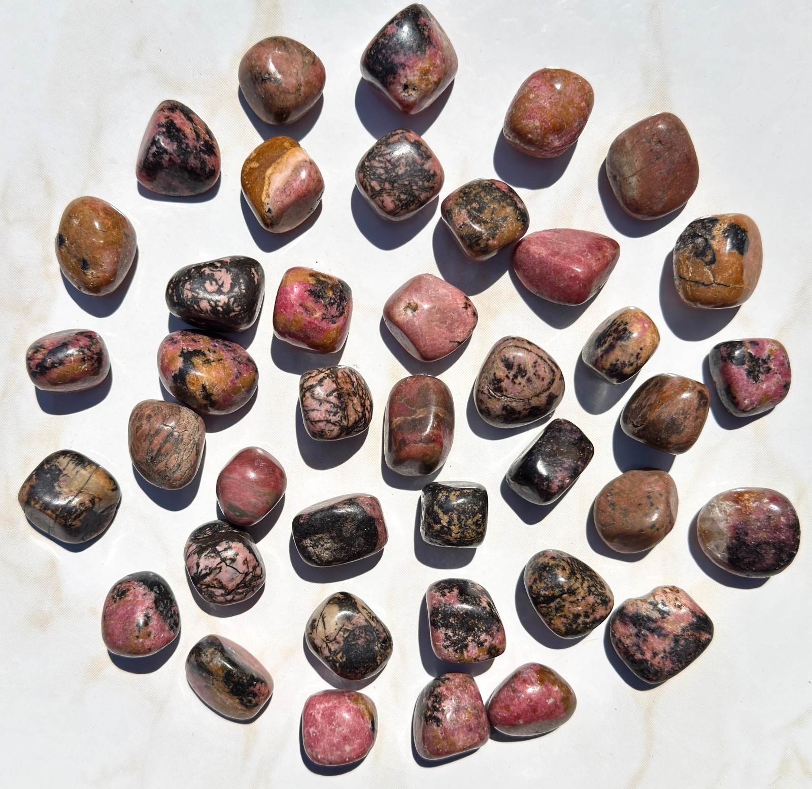 Wholesale Lot 2 Lbs Natural Rhodonite Tumble Stone Healing Crystals Energy