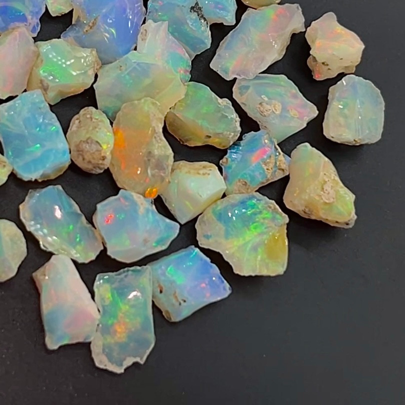 158 Ct Natural Ethiopian Opal Rough Lot – 41 Pieces Flashy Welo Opal Rough Lot