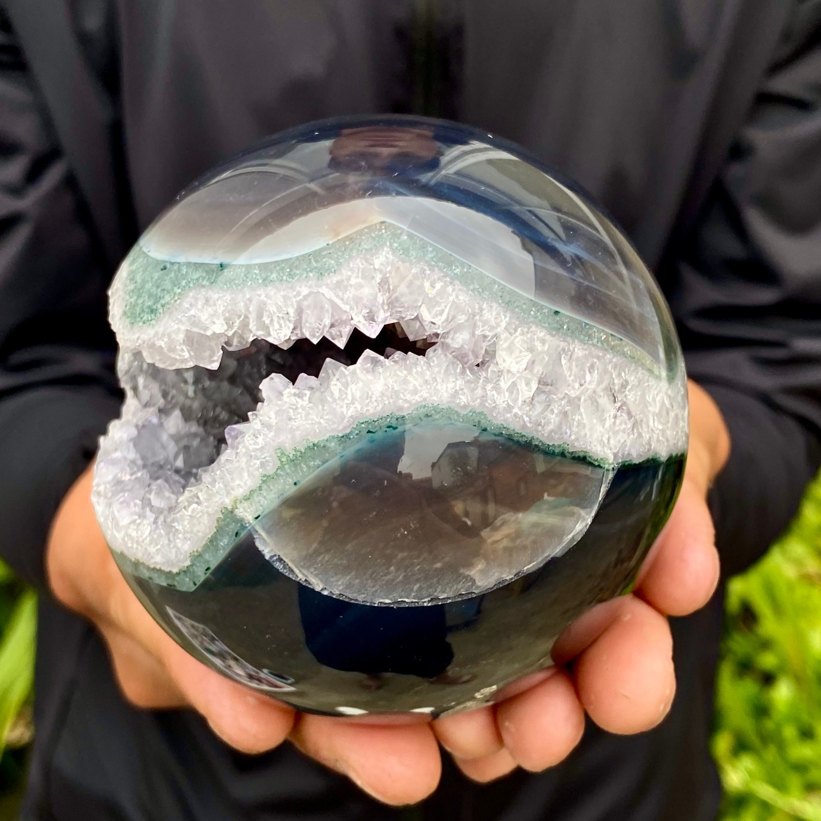 1.81LB Natural Amethyst Agate Opening Smile Quartz Cluster Crystal Specimen Hea