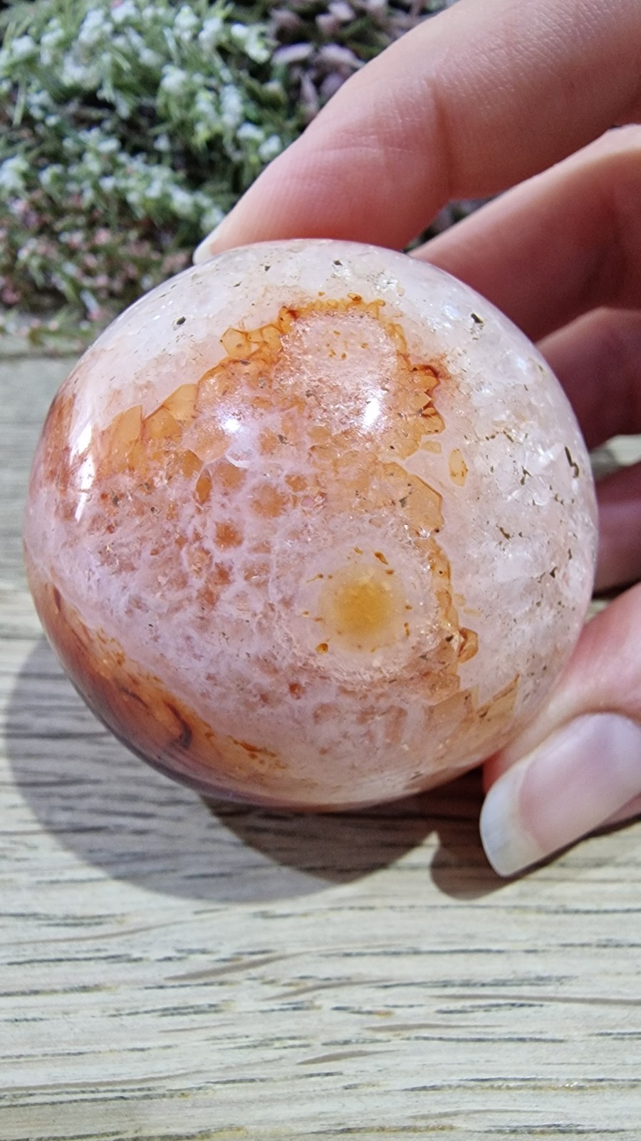 Carnelian Agate Crystal Sphere 51mm 190g Free Stand