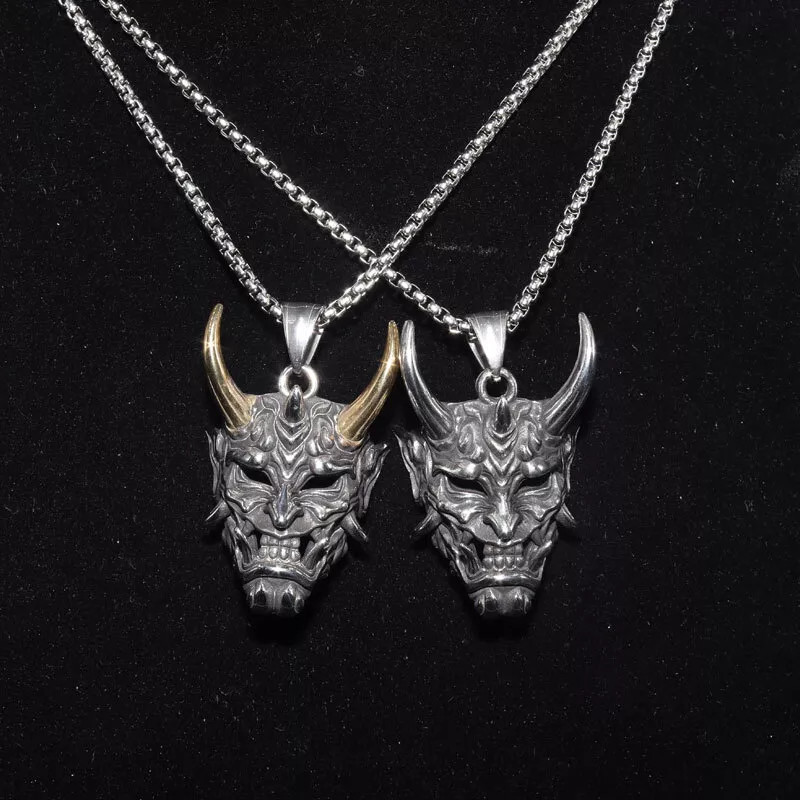 Men’s Fashion Jewelry Gothic Demon Devil Skull Silver Gold Pendant Necklace