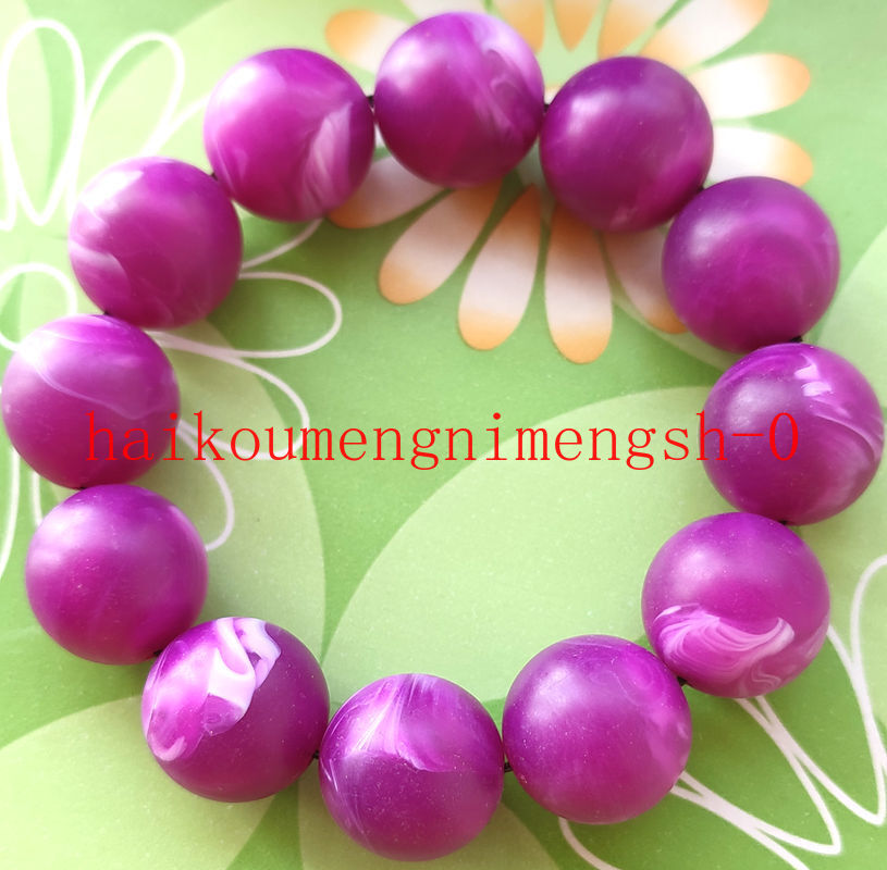 20mm Mexico Natural Purple Red Amber Beeswax Round Beads Bracelet 8″