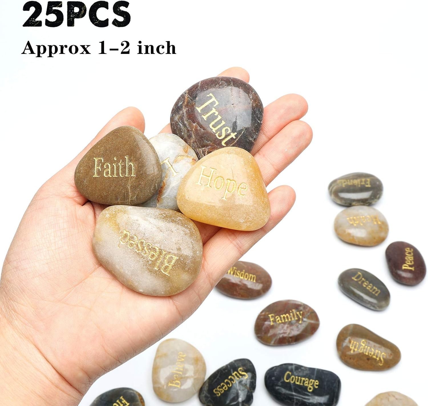 Variety Pack of 25 Inspirational Stones – Perfect Gifts for Motivation & Decor