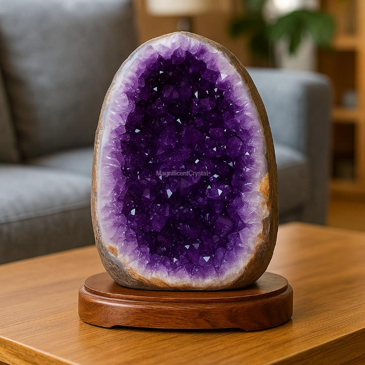Rare Amethyst Geode Cluster Purple Quartz Crystal Healing Reiki Art Decor Gift