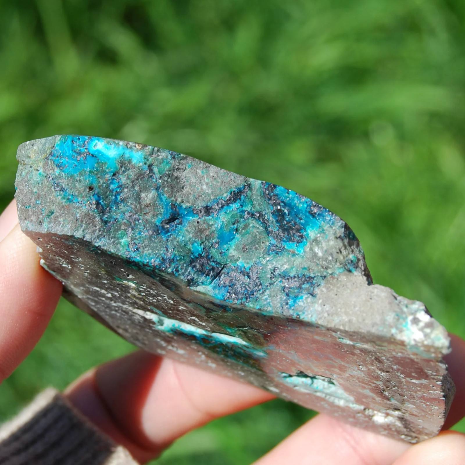 3in 109g RARE Native Copper in Chrysocolla Crystal Slab, Indonesia