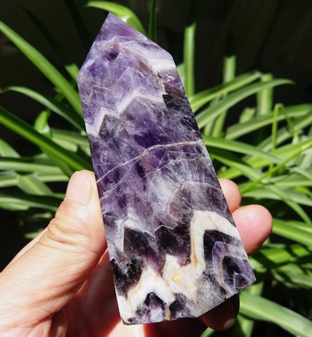 Eco Friendly Chevron Amethyst Purple Crystal Tower Point Home Car Deco Gift Idea