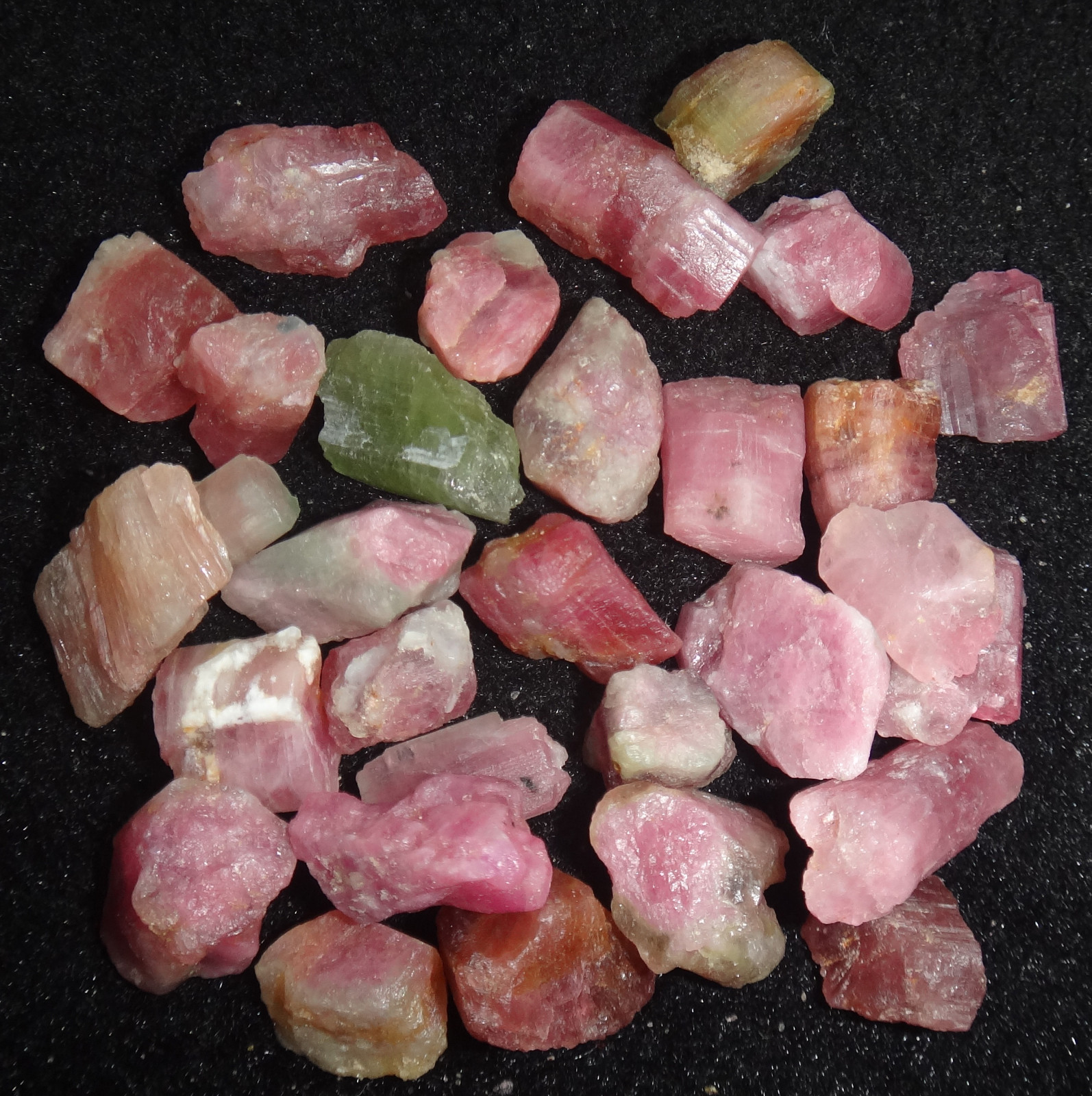 30pcs 50g Natural Watermelon Pretty Pink And Green Tourmaline Roug