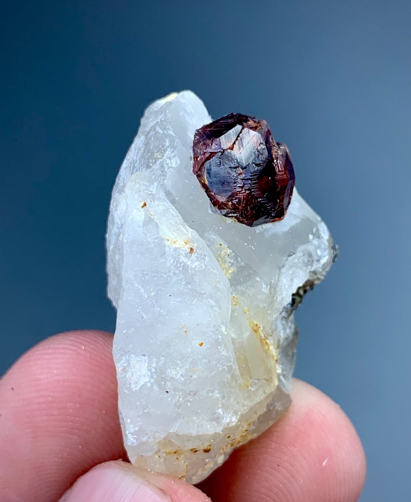 Natural Red Garnet With Quartz Crystal Specimen From Pakistan (64 carats )