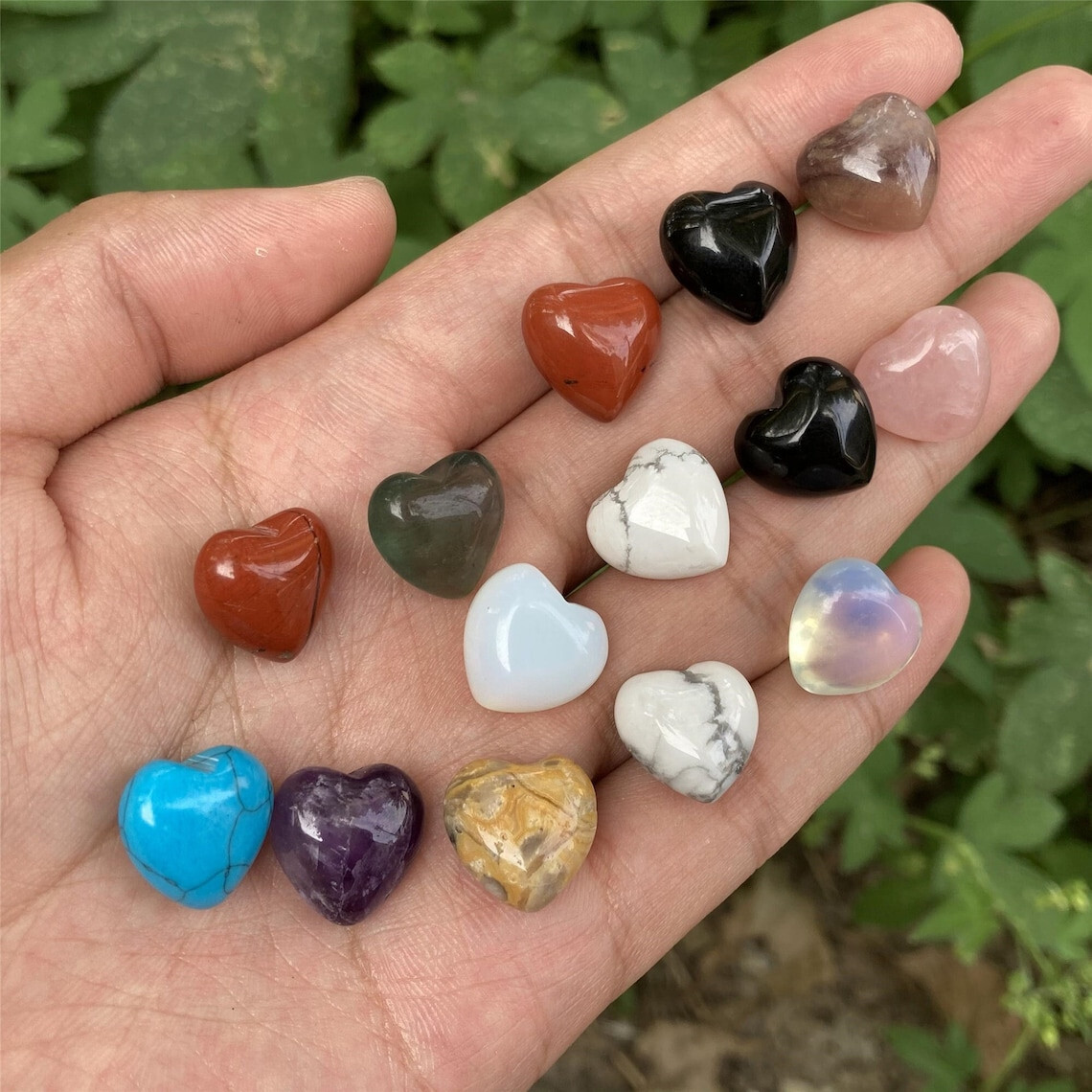 25PCS Crystal Hearts Natural Quartz Healing Gem Mini Crystal Heart Chakra Stones