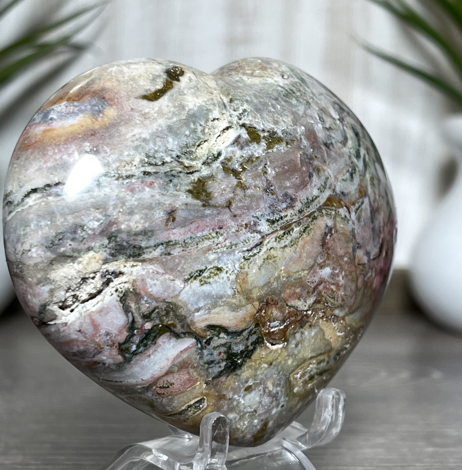 205g COSMIC JASPER HEART 🧡 Crystal Ocean Mineral Sea Pink Chakra Reiki