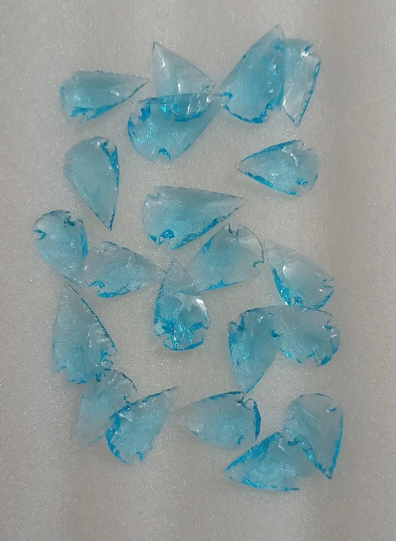 Aqua Blue Obsidian Arrowhead Crystal Pieces 1–1.25″ for Jewelry Making Pendants
