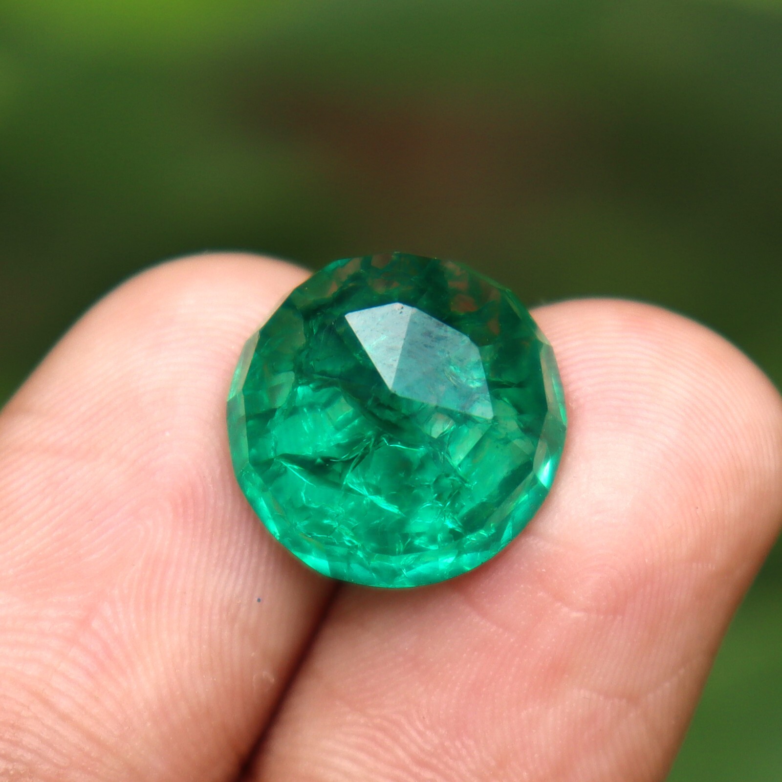 9.80 Ct Green Emerald Certified Natural Colombian Round Cut Loose Gemstone
