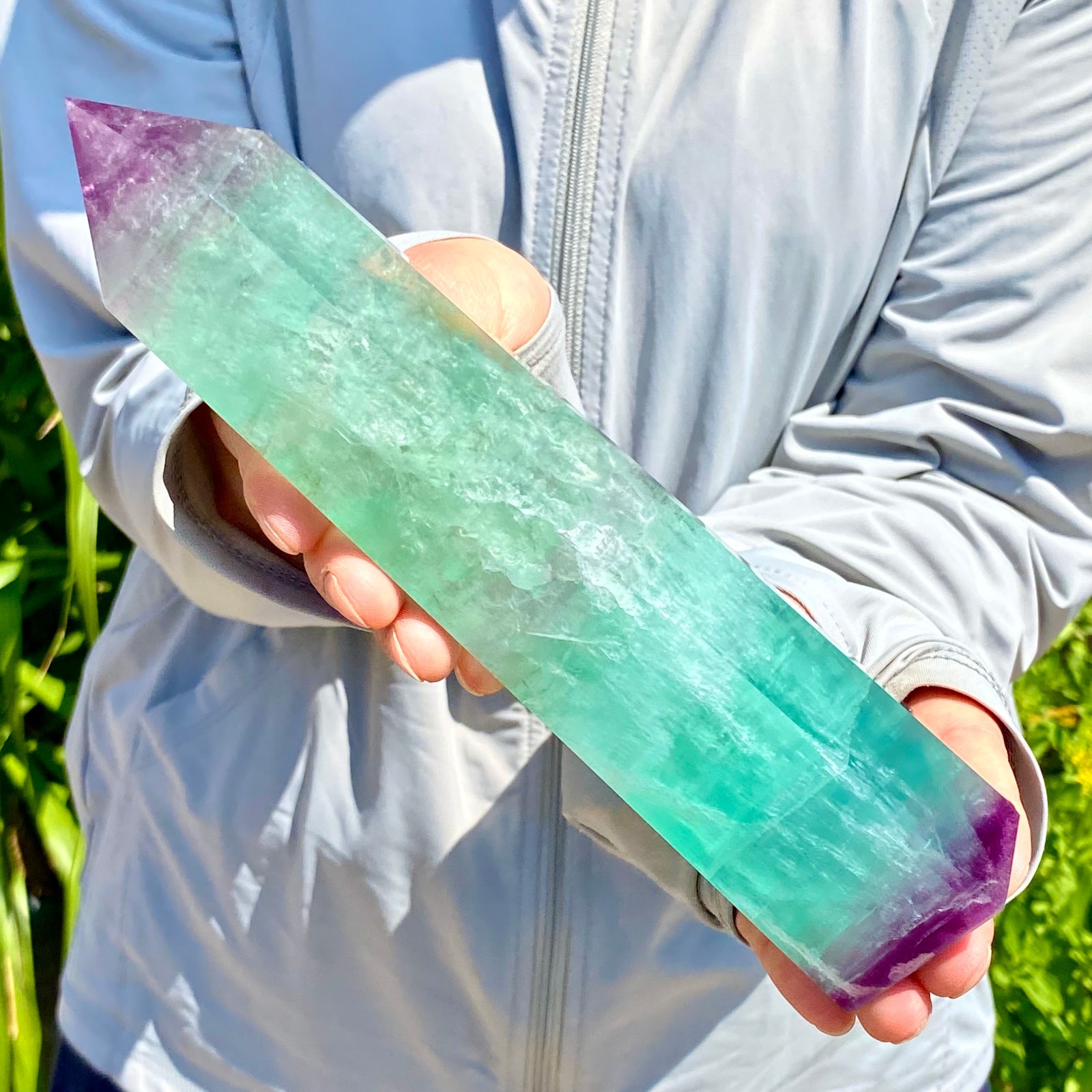 1.92LB Large Natural colored fluorite crystal column obelisk healing specimen