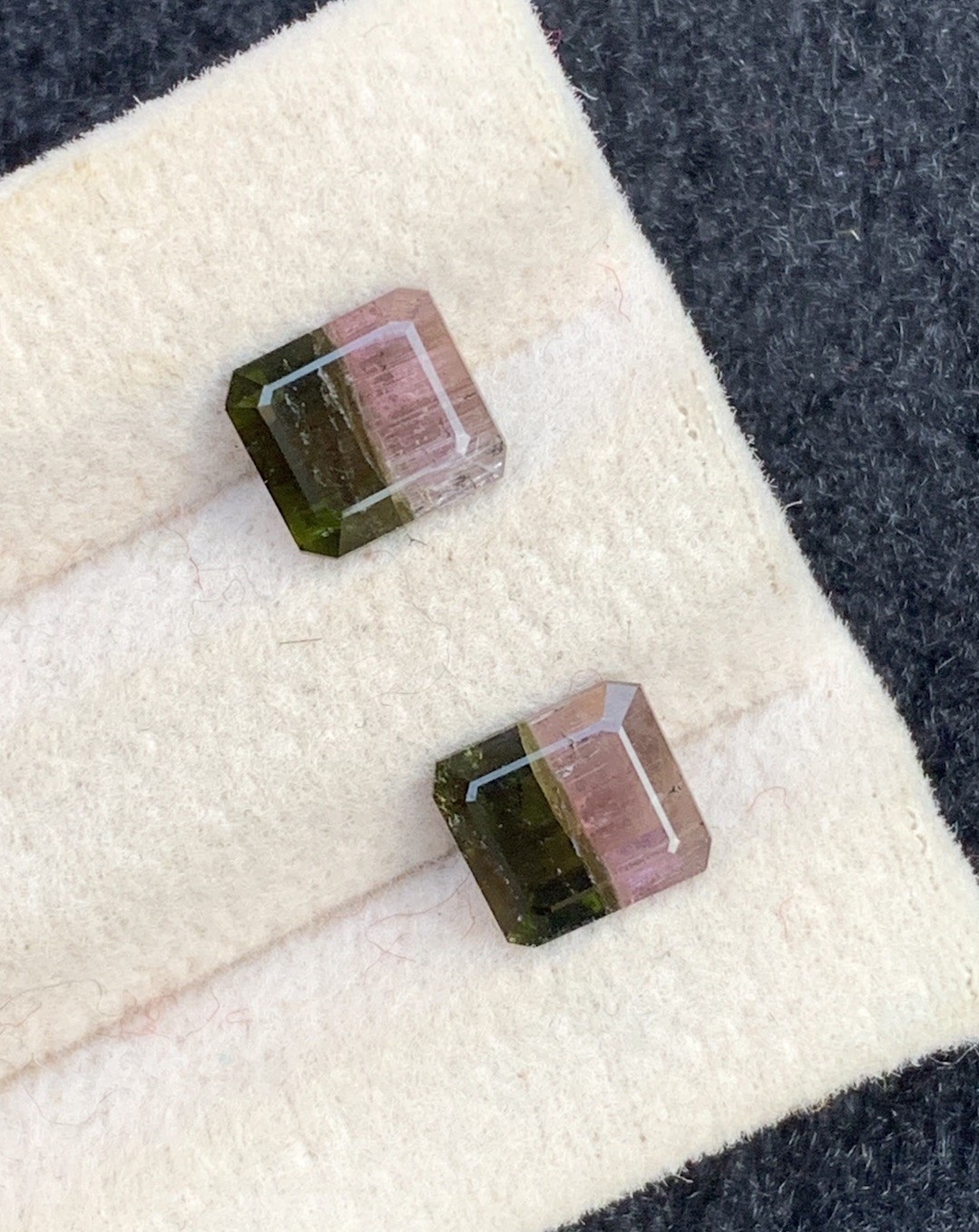 2.70 natural pink & green bi color watermelon tourmaline pair ct7mm